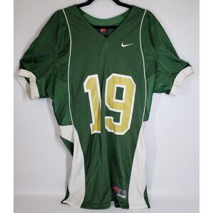 Nike Team Sports T-Shirt Men's Large Green White Gold Number 19 Front Back Notch